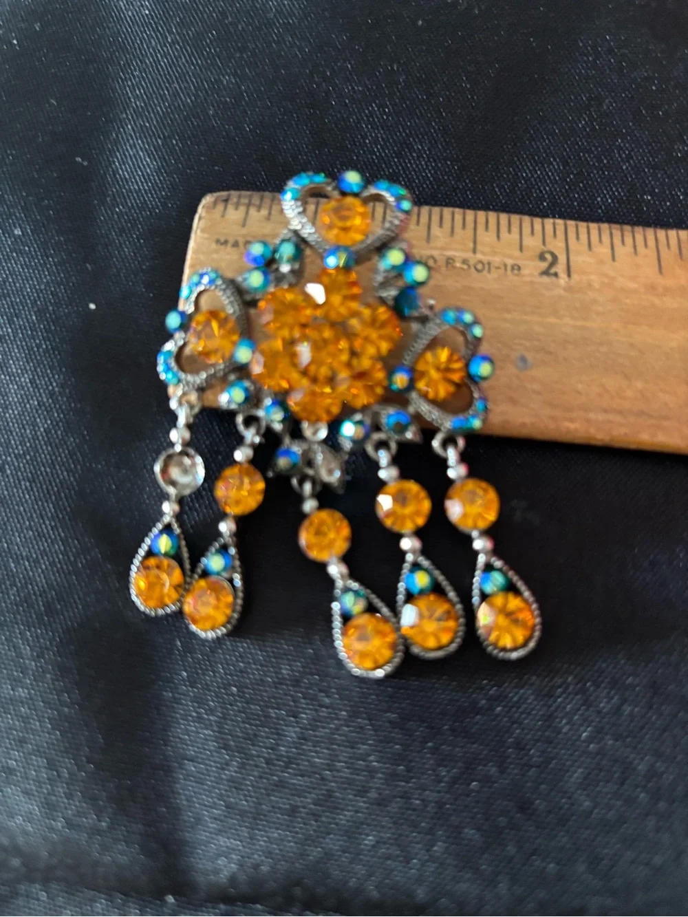 Amber Crystal Dangle Brooch - Women's Jewelry